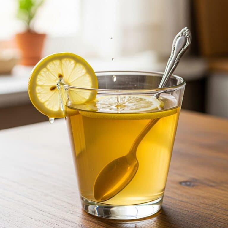 Bebida casera de miel y limón en agua caliente